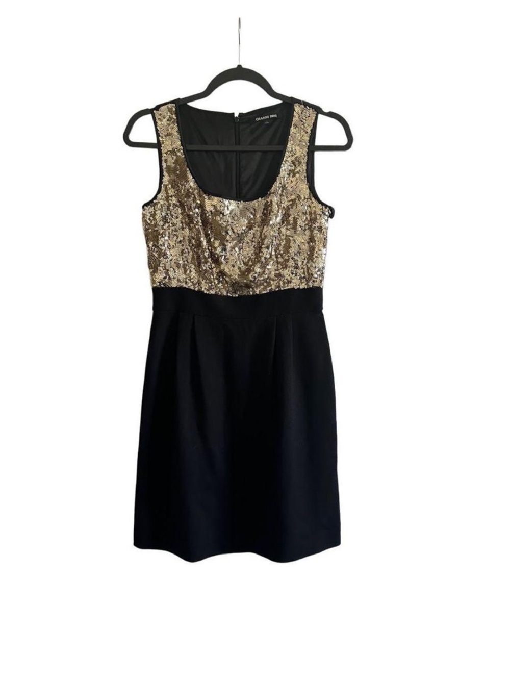 Gianni Bini Silk Gold Sequin & Black Sleeveless Party Mini Dress | Size 12
